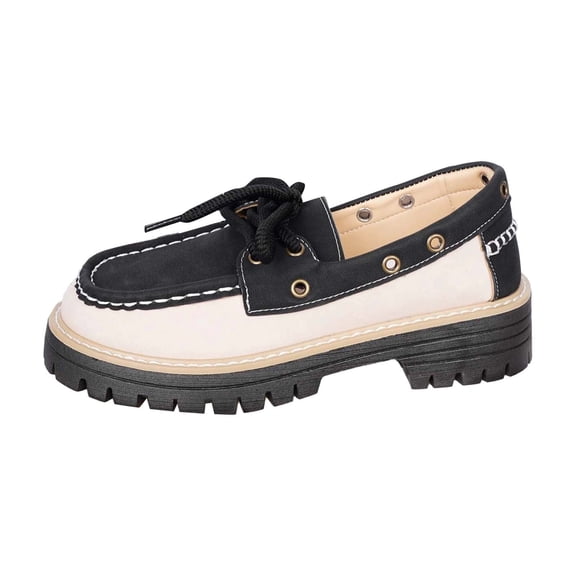 Wovix Women's Color Block Penny Loafers Slip-On Shoes Comfortable Flat for Business Casual Work Office Everyday Walking Footwear