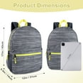 thumbnail image 6 of 17 Inch Backpack with Front Zippered Pocket and Side Mesh Pockets for Travel and Commute in Heather Gray with Neon Green Zippers, 6 of 7