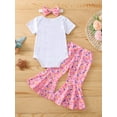 thumbnail image 4 of 3Pcs Toddler Baby Girl 1st Birthday Outfits 9M 12M 18M  Short Sleeve Sweet One Print Shirt Donut Bell Bottom Pant Headband 1-5T, 4 of 7