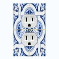 thumbnail image 2 of Metal Light Switch Plate Cover Elegant Blue White Mandala Tile Pattern TIL025, 2 of 15