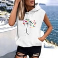 thumbnail image 4 of cocolona Womens Sleeveless Printed Pullover Hoodie Drawstring Trendy Casual Solid Color Sweatshirt with Pocket, 4 of 6