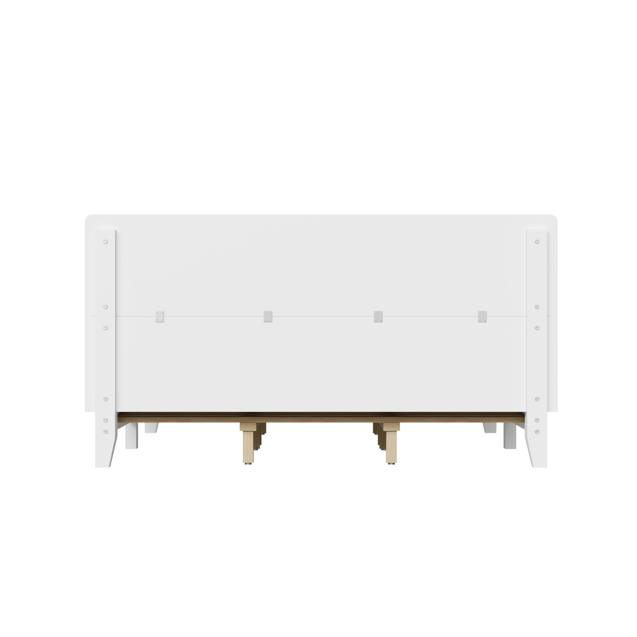 Alvantor King Bed Frame with Headboard, Platform Wood Slat Support, No Box Spring Needed, White