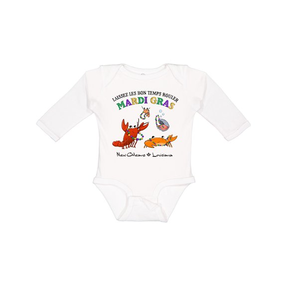 Inktastic Laissez les bon temps rouler Mardi Gras Partying Seafood Boys or Girls Long Sleeve Baby Bodysuit