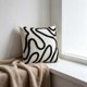 thumbnail image 4 of Minimalists Line Embroidered Pillow Cover Black Khaki Beige 17.71x17.71 Inches Soft Cottons Decorative Cushion Case For Living Room Bedroom Sofa, 4 of 6