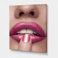 thumbnail image 3 of Designart Pink Woman Lips With Finger On Mouth Canvas Wall Art, 3 of 4
