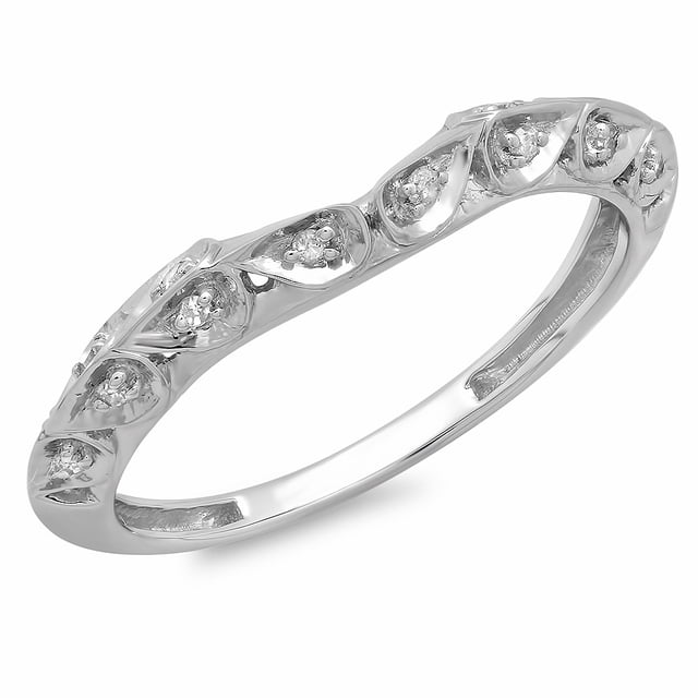 Dazzlingrock Collection 0.10 Carat (ctw) 14K Round Diamond Ladies Wedding Stackable Matching Band 1/10 CT, White Gold, Size 8