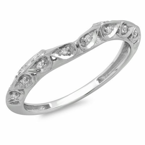Dazzlingrock Collection 0.10 Carat (ctw) 14K Round Diamond Ladies Wedding Stackable Matching Band 1/10 CT, White Gold, Size 5