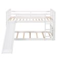 thumbnail image 5 of Bunk Bed Twin Over Twin Size, Wooden Bunk Bed Frame with Slide & Ladder, Low Floor Bunk Bed with Guardrails for Kids Teens, Space Saving & Slats Support, White, 5 of 8