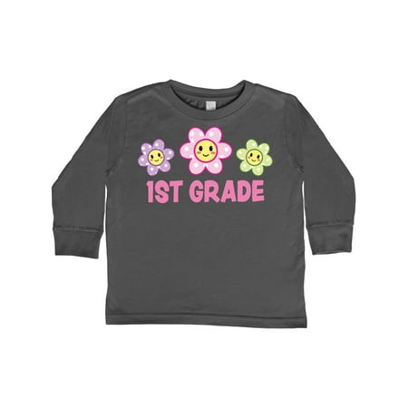 

Inktastic 1st Grade with Polka Dot Flowers Gift Toddler Toddler Girl Long Sleeve T-Shirt