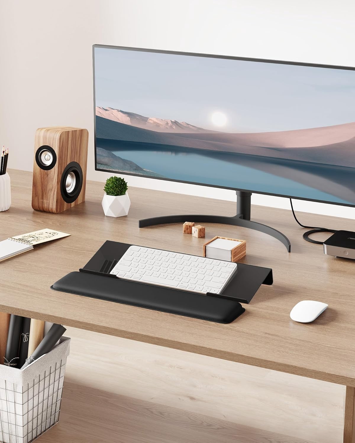 Computer Keyboard Wrist Rest Stand for Desktop, Keyboard Holder for Easy Typing with Wrist Pad for Office Desk, Home, School (Black)