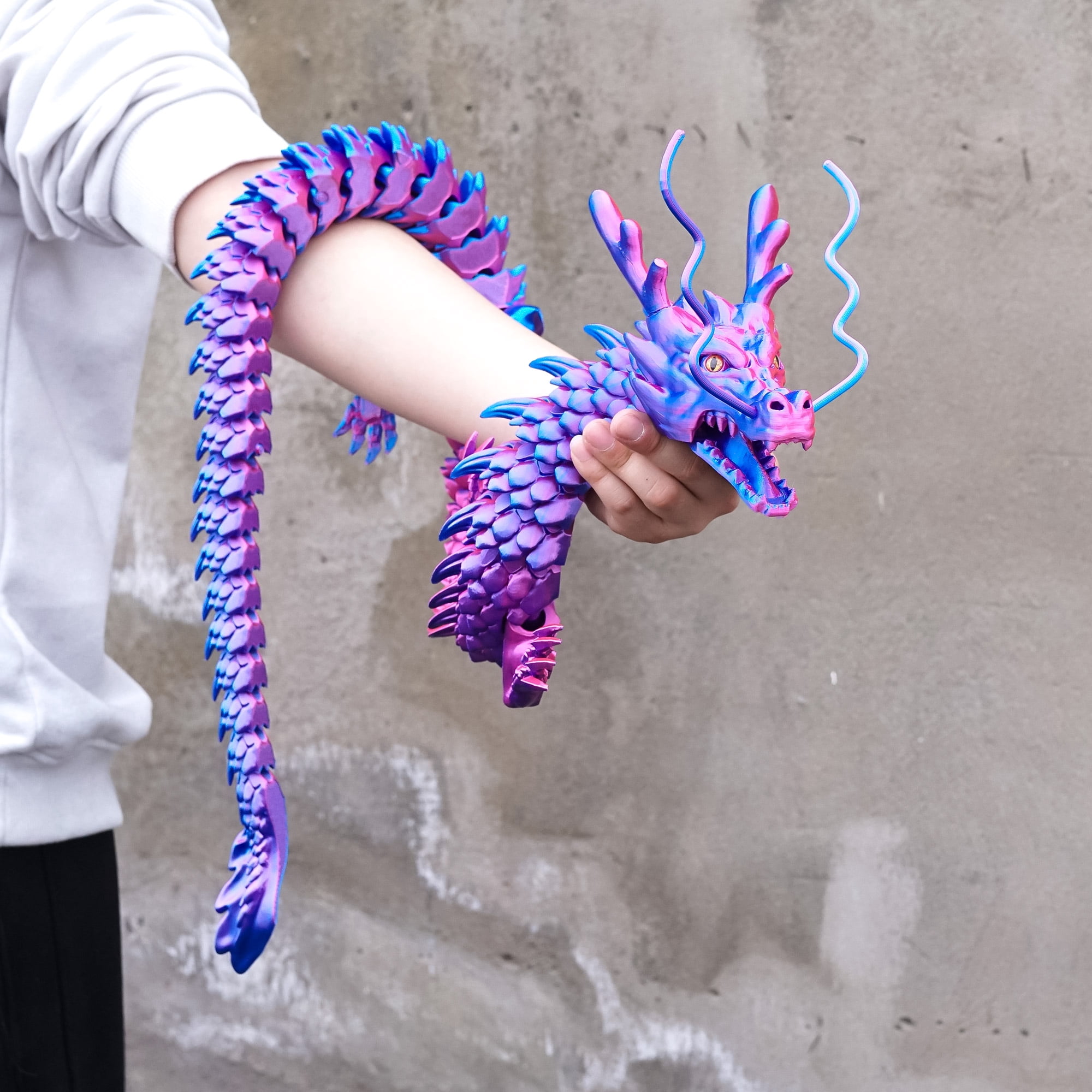 47.5inch 3D Printed dragon,Flexible Joint Animal lacertid Figurines,Realistic Eyes, Home Office Decor,Fidget Toy for Adults Teens Boy Festival Gifts