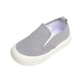 thumbnail image 5 of Toddler Boys Girls Loafers Lightweight Soft Sole Canvas Flat Shoes Casual Solid Color Slip on Outdoor Walking Shoes Grey 5 Infant, 5 of 6