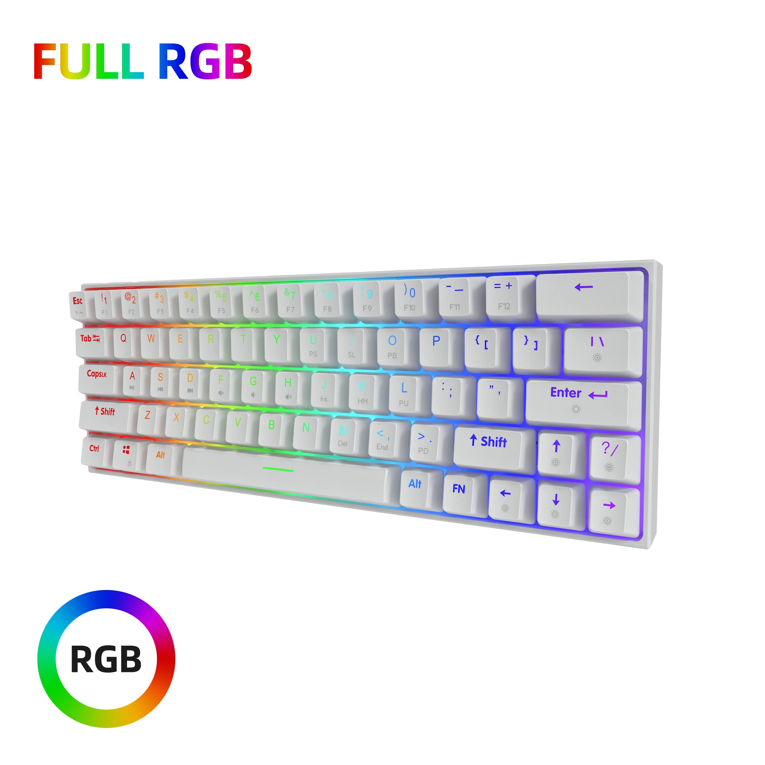  Buy Ractous RTK63 60% Mechanical Gaming Keyboard True RGB  Backlit Type-C Wired ABS doubleshot keycap 63Keys Portable Mini  Ultra-Compact Keyboard with Full Key Programmable (White) (Blue Switch)  Online at Low Prices