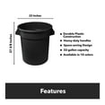 thumbnail image 3 of 32 Gallon Black Round Feed and Seed Storage Container, Plastic Trash Can for Agricultural, Gardening, Household Food Storage, Durable and Airtight, 3 of 3