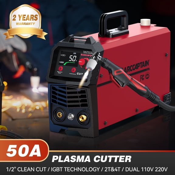 ARCCAPTAIN Plasma Cutter,50Amps Cutter Machine 1/2 inch Clean Cut Post Flow and 2T/4T, for Beginners DIY