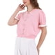 thumbnail image 4 of INSPIRAR CHIC Blusa Vintage de Punto con Cuello de Solapa y Mangas Abullonadas para Mujeres M Rosa, 4 of 5