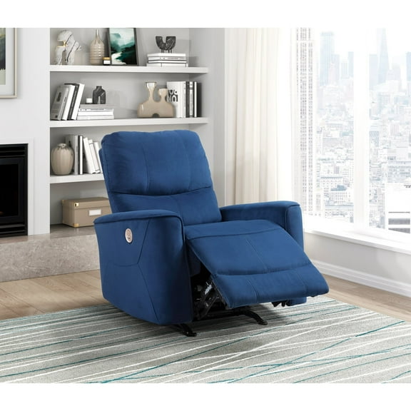 Newboti Furniture Modern Living Room 1Pc Power Rocker Reclining Chair Blue Velvet Upholstery Solid Wood Frame Luxury Home Furniture 0408