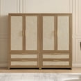 thumbnail image 4 of SICOTAS 5 Piece Bedroom Furniture Set, Bedroom Set with 56.85" W Dresser, 3 Drawer Nightstands & Armoire Set 2– Adjustable Shelves, Soft-Close Hinges, USB & Type-C Ports, Bohemian Farmhouse Style, 4 of 24