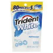 Trident White Peppermint Sugar Free Gum, 80 count