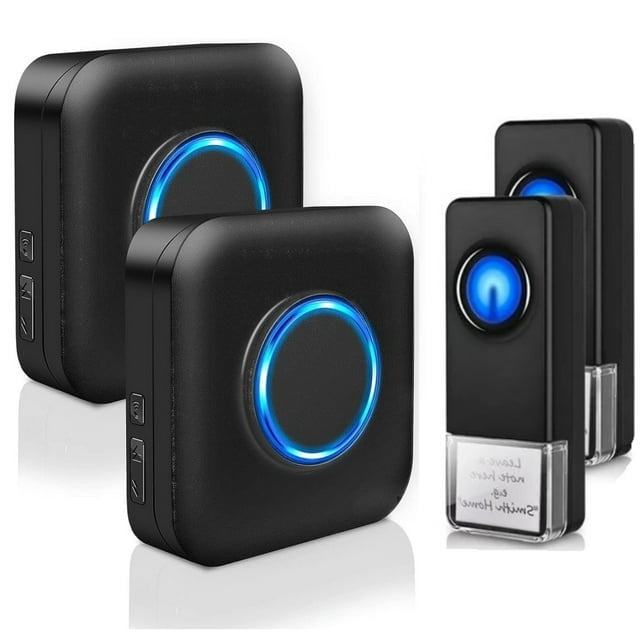 Bitiwend Electric Wireless Doorbells Chime for Home,Multi 2 Receivers 2 Buttons,58 Melodies Door bell, Black