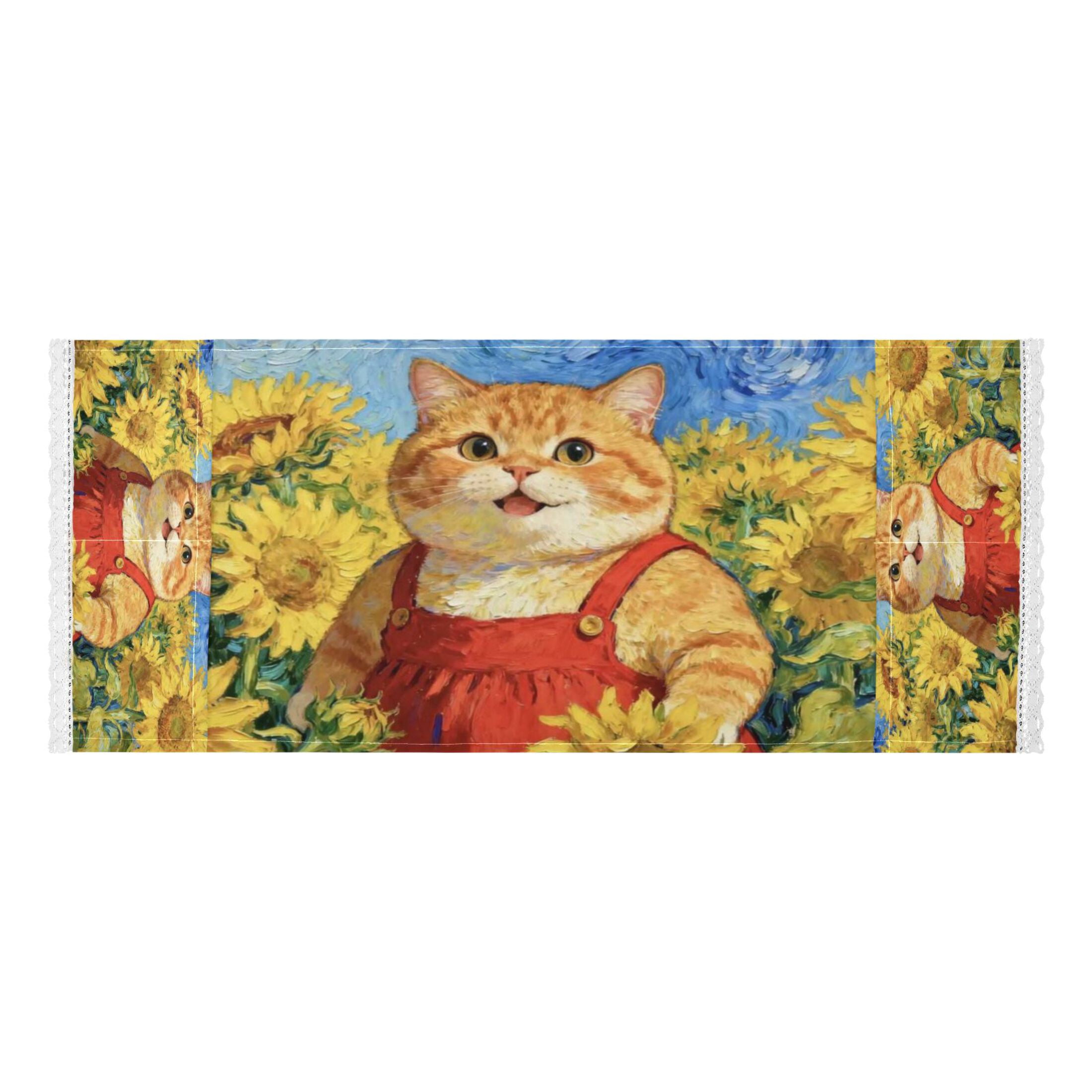 Wobogo Sunflower Smiling Cat Washing Machine Cover Dustproof Washer Dryer Cover Waterproof Laundry Room Decorative Protector