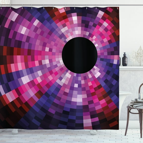 Ambesonne Abstract Shower Curtain, Mosaic Circular Tile, 69"Wx84"L, Pink Purple Red