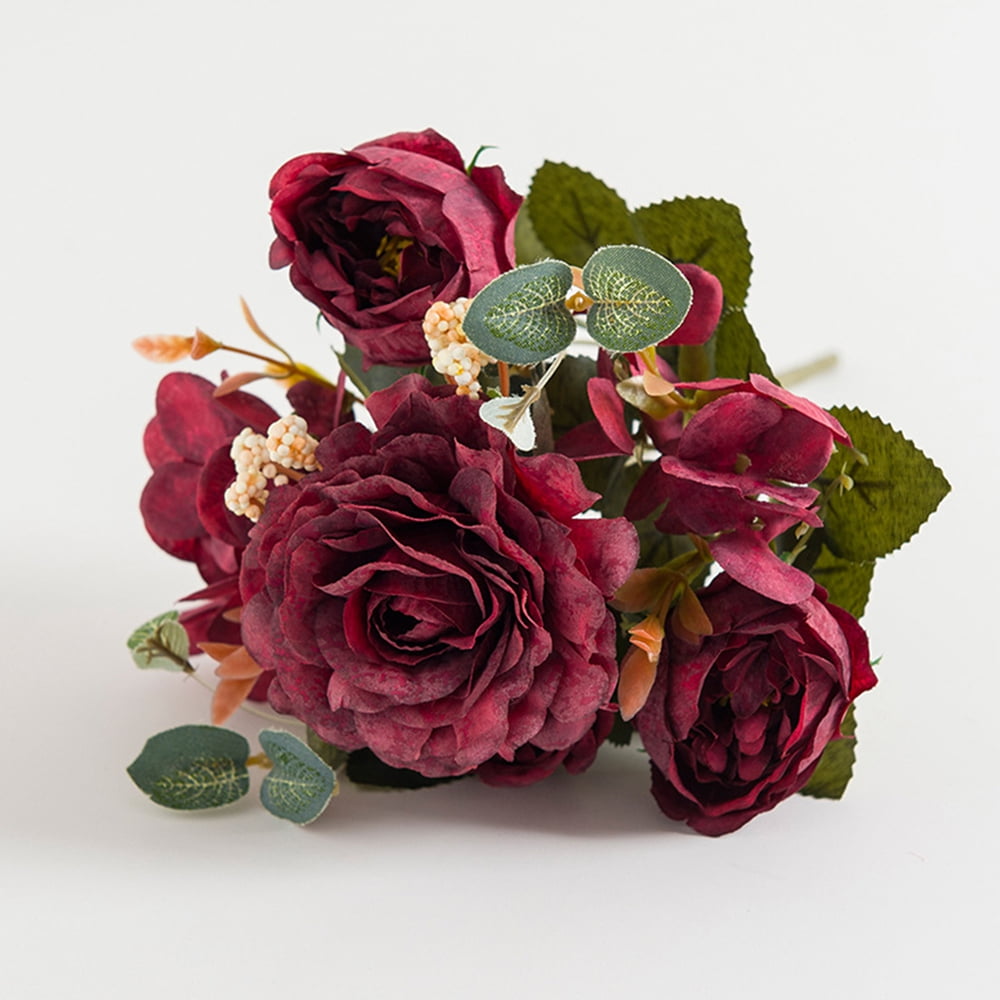 1 Branch Artificial Hibiscus Rose Peony Combination Flower,Bride ...