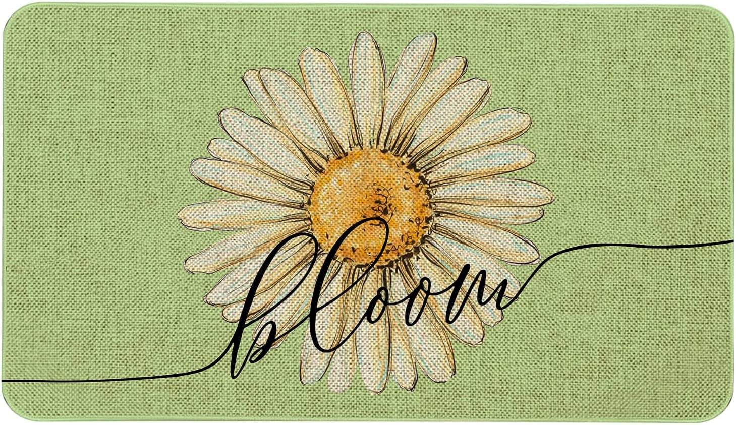 Mloabuc Spring Decor Door Mat Green Daisy Flower Farmhouse