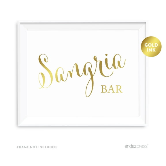 Sangria Bar Metallic Gold Wedding Party Signs