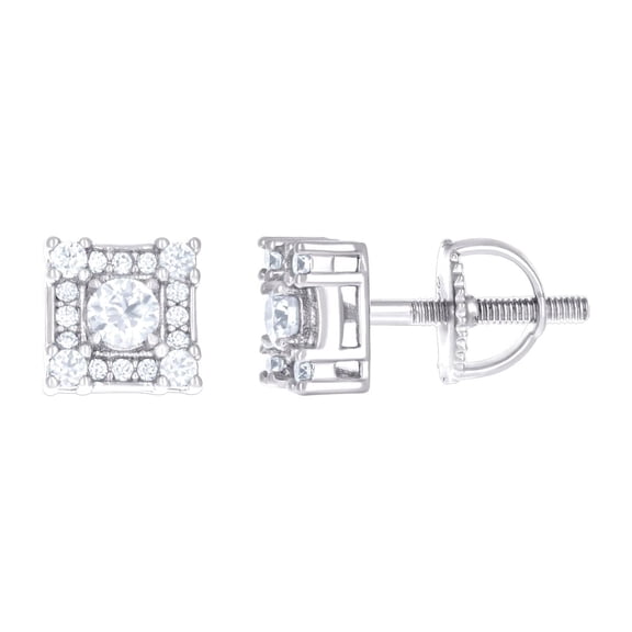 925 Sterling Silver Womens 0.42ct Moissanite Square Fashion Stud Earrings 6.4x6.4mm Wide Stud Earring for Women