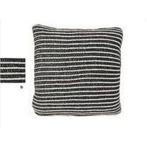 natural and  charcoal knitted pillow, 18"sq, polyester  fill.