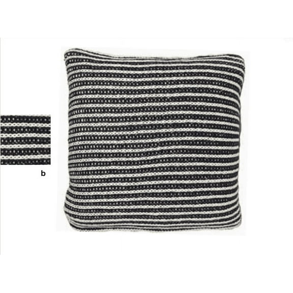 natural and  charcoal knitted pillow, 18"sq, polyester  fill.