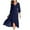 Dark Blue, variant on Elegant V-Neck Chiffon Midi Dress with Long Sleeves and Pleated A-Line Design for Wedding Guest Occasions and Spring Events Purple XXXL