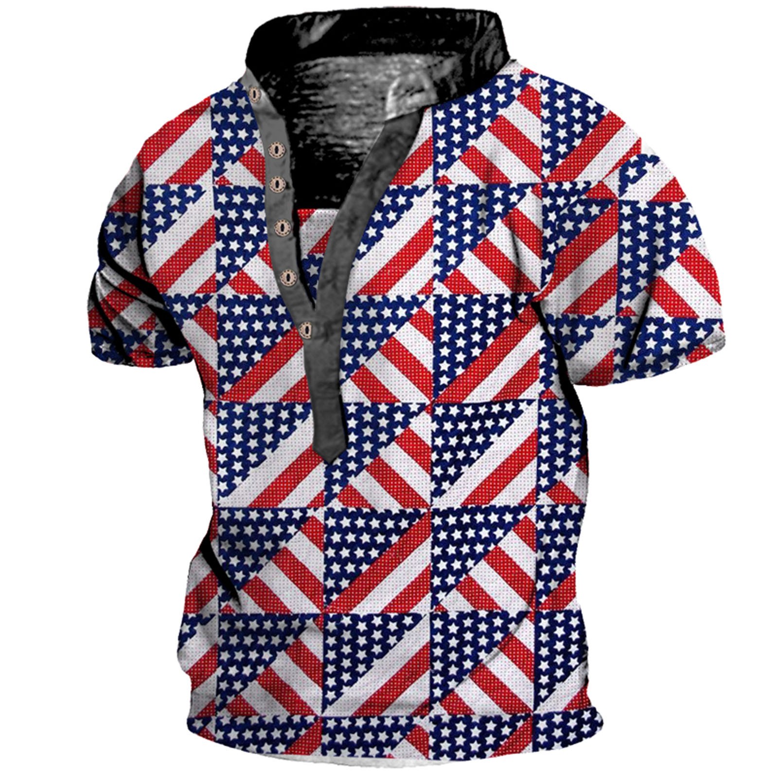 fourth of july mens button short sleeve color t shirt outdoor tribal ...