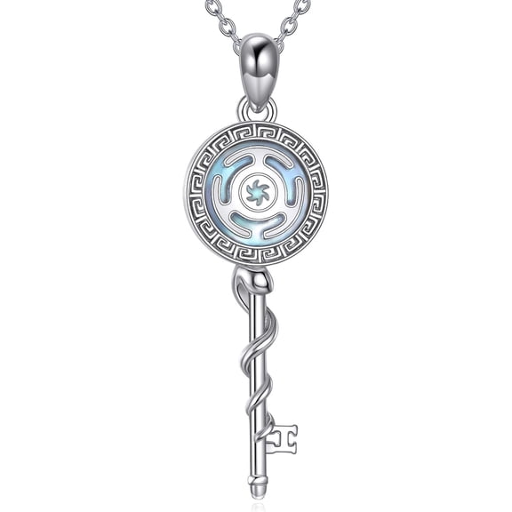 XATENJE Hecate Necklace 925 Sterling Silver Moonstone Wheel of Hecate Pendant Necklace Wiccan Jewelry Gifts for Women Men