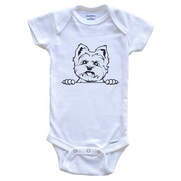Yorkshire Terrier Dog Breed Drawing Cute Baby Bodysuit, 0-3 months white