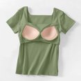 thumbnail image 4 of UYISJ Women's Tops Short Sleeves Square Neck With Built in Bra Shirt Padded Tops Soft Fitted Top, 4 of 9