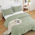 thumbnail image 3 of MERITLIFE Sage Green Comforter King Size Set, Lightweight Plain Bedding Comforters Sets, All Season Fluffy Bed Set (104x90In Comforter & 2 Pillowcases), 3 of 10