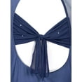 thumbnail image 5 of TTAO Women's Adult Figure Ice Skating Dress Cutout Backless Ballet Dance Leotard Costume Navy Blue Small, 5 of 7