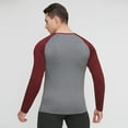 thumbnail image 5 of VSSSJ Mens Sport Compression Shirt Fitness Color Block Long Sleeve Raglan Shirt Comfortable Stretchy Breathable Workout Athletic Tops Wine S, 5 of 6