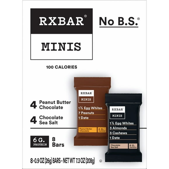 RXBAR Minis Variety Pack Chewy Protein Bars, Ready-to-Eat, 7.36 oz, 8 Count