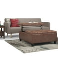 thumbnail image 5 of Harrison 36 inch Wide Transitional Coffee Table Storage Ottoman in Distressed Umber Brown Vegan Leather, 5 of 14
