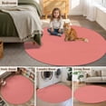 thumbnail image 5 of Pure Coral Red Round Area Rug 3.3 FT, Non Slip Small Entryway Kitchen Mat, Simple Solid Color Washable Soft Circular Rug Non-Shedding Door Mat for Bathroom Playroom Kids Room, 5 of 9
