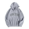 thumbnail image 2 of New York Hoodies for Women 2025 Fall Winter Y2K Graphic Hoodie with Pockets Streetwear Hooded Sweatshirt Pullover Tops, 2 of 5