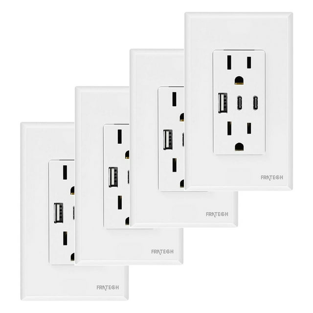 Pack 4 Contactos Duplex Fratech con puertos USB Tipo-A y Tipo-C LS9931CC