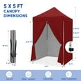 thumbnail image 4 of COOS BAY 5x5 Pop-up Instant Outdoor Canopy with 4 Side Wall Panels, Portable Lightweight Tent with Carry Bag, Burgundy, 4 of 9