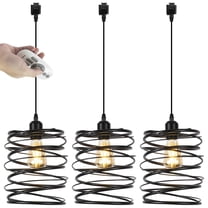 Kiven Anti Glare H-Type Track Lighting Pendants with Iron Lampshade, 3-Light h Track Pendant Lights, Industrial H Track Light Pedant for Kitchen Restaurant Hallway