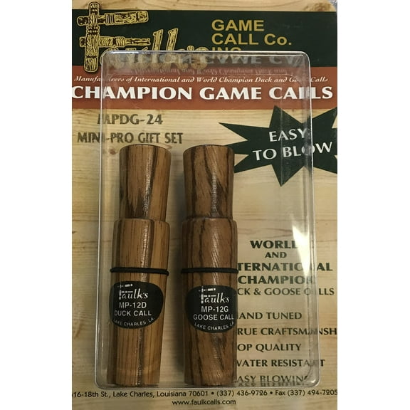 Faulk’s Mini Professional Duck & Goose Call Set – Realistic Hunting Calls, Brown