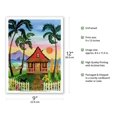 thumbnail image 2 of Hati's Red Hut - Tropical Beach Hut - Hawaii - Hawaiian Islands Sunset - From an Original Watercolor Painting by Robin Wethe Altman - Master Art Print (Unframed) 9in x 12in, 2 of 4