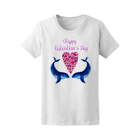happy valentine's day whale love Tee Women's - Women T-Shirt, Large